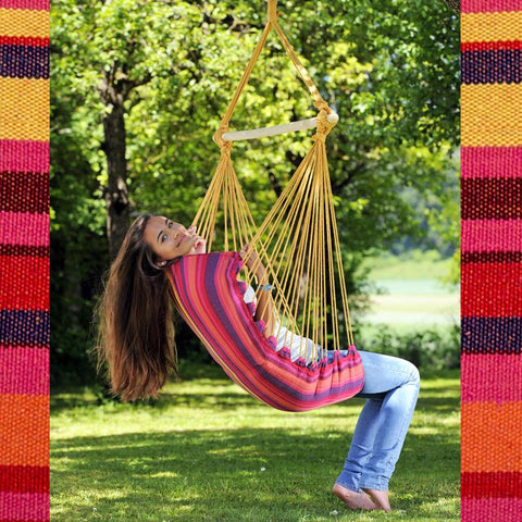 Belize Vulcano Hammock Chair-Hammock Chair-Amazonas,Cotton,Dropship,Hammock chair,Hanging Chair,Indoor,Orange,Pink,Purple,Red,Single-Learning SPACE