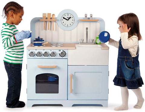 Bigjigs Country Play Kitchen with Accessories! Full Kitchen Experience Bundle, Learning SPACE