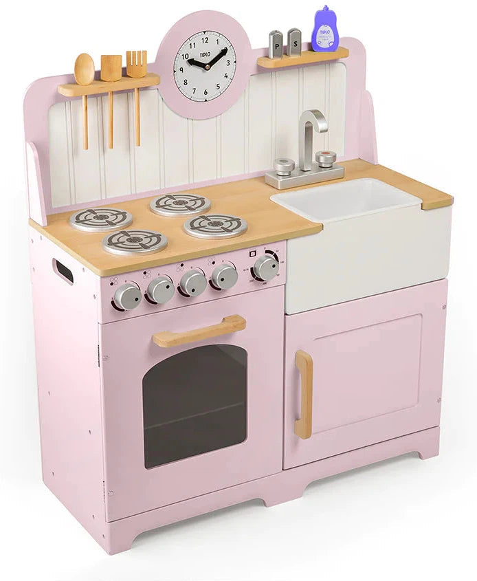 Bigjigs Country Play Kitchen with Accessories! Full Kitchen Experience Bundle, Learning SPACE