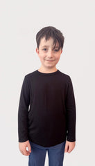 Kids Black Fidget-T Long Sleeve Shirt: Sensory Clothing with Built-in Popits, Learning SPACE