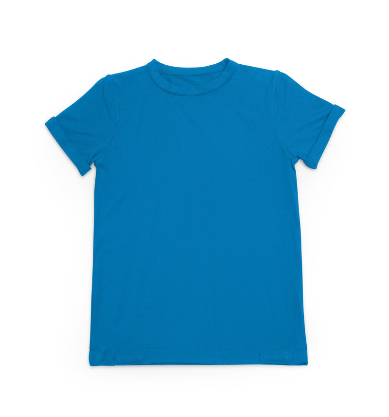 Kids Blue Fidget T-Shirt: Sensory Clothing with Built-in Popits, Light Blue 3-5 Learning SPACE