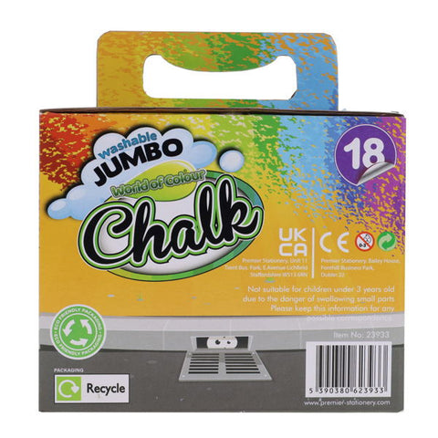 Box 18 Washable Jumbo Chalk - Various Colours
