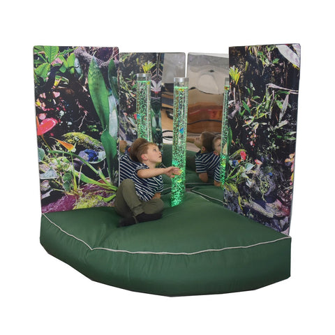 Bubble Tube Corner Soft Play with Mirrors (Bubble Tube not included)-Bean bags,Bean Bags & Cushions,Bubble Tube Accessories,Dropship,Home Bubble Tubes & Walls,Plinths,Wellbeing Furniture-Rainforest-F2005/rainforest-Learning SPACE