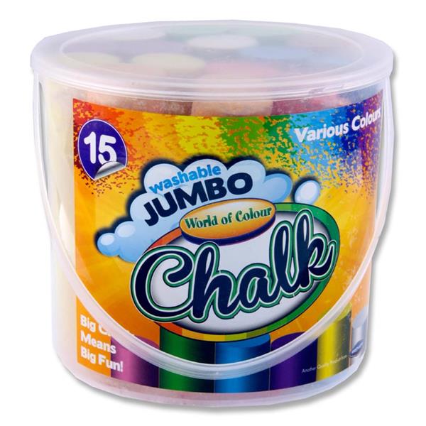 Bucket 15 Jumbo Sidewalk Chalk - Coloured, Learning SPACE