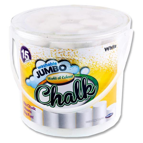 Bucket 15 Jumbo Sidewalk Chalk - White-Art Materials,Arts & Crafts,Baby Arts & Crafts,Chalk,Early Arts & Crafts,Primary Arts & Crafts,Stationery-Learning SPACE