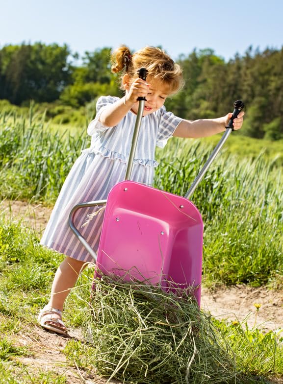 Child’s Metal Toy Wheelbarrow - Pink, Green or Blue, Learning SPACE