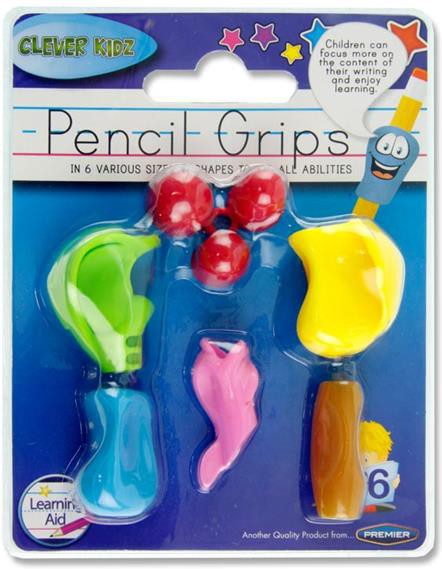 Clever Kids 6 Assorted Pencil Grips, Stationery Learning SPACE