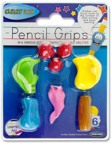 Clever Kids 6 Assorted Pencil Grips, Learning SPACE