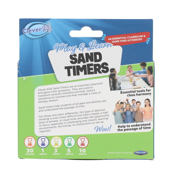 Clever Kidz Sand Timers Pack 5, Activity Toys Learning SPACE