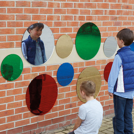 Coloured Circle Mirrors Small Diameter 30cm 5pk, Learning SPACE