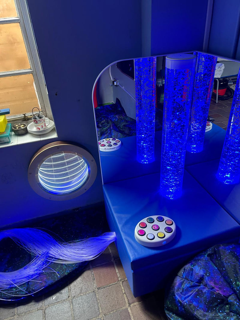 Connect Pro Portable Sound Reactive Sensory Room Corner with Fibre Optic Lighting & 1.2m Bubble Tube & Accessories, Sensory toy Learning SPACE