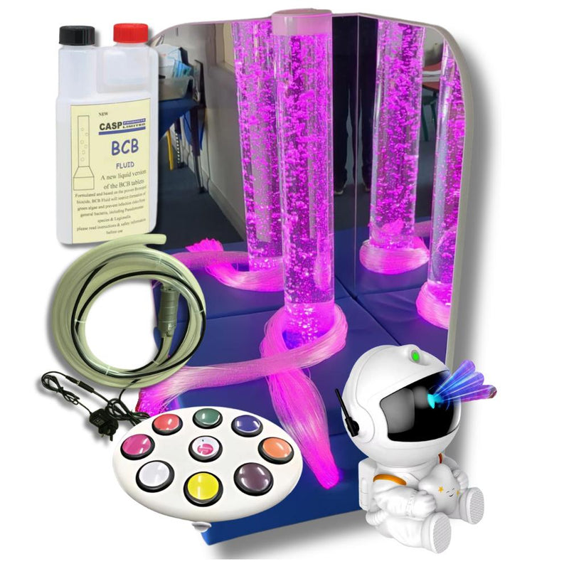 Connect Pro Portable Sound Reactive Sensory Room Corner with Fibre Optic Lighting & 1.2m Bubble Tube & Accessories, Sensory toy Learning SPACE