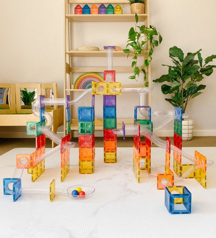 Connetix Rainbow Ball Run Pack – 92 Piece Set, Learning SPACE