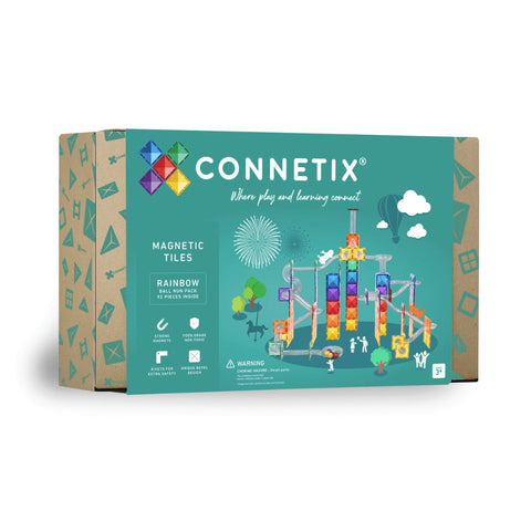 Connetix Rainbow Ball Run Pack – 92 Piece Set, Learning SPACE