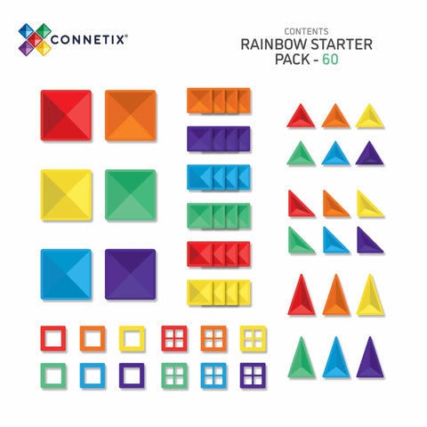 Connetix Rainbow Starter Pack – 60 Piece Set-Connetix Tiles,Engineering & Construction,Fine Motor Skills,Gifts For 3-5 Years Old,S.T.E.M-Learning SPACE