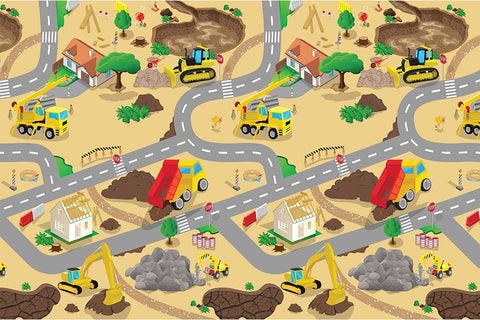 Construction Play Mat (1m or 2m)-Dropship,EDUK8,Engineering & Construction,Mats & Rugs,Play Mats & Baby Gyms,Playmat,Playmats & Baby Gyms,Rugs-200x120cm-PMCON/1-Learning SPACE