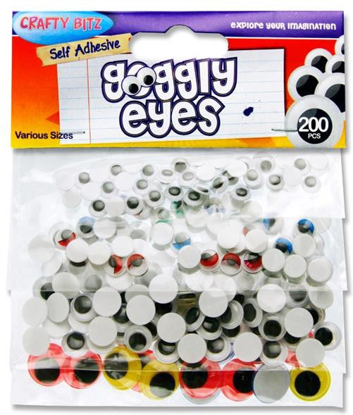 Crafty Bitz Assorted Self Adhesive Googly Eyes - 200, Learning SPACE