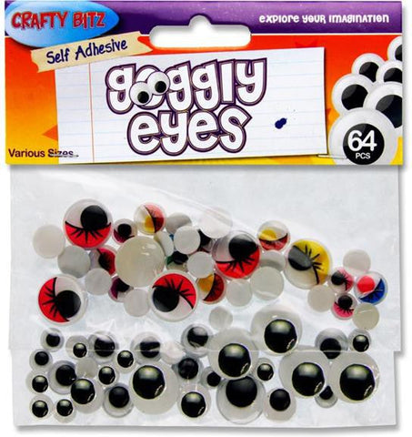 Crafty Bitz Assorted Self Adhesive Googly Eyes - 64-Arts & Crafts-Art Materials,Arts & Crafts,Baby Arts & Crafts,Crafty Bitz Craft Supplies,Early Arts & Crafts,Primary Arts & Crafts,Seasons,Spring,Stock-Learning SPACE