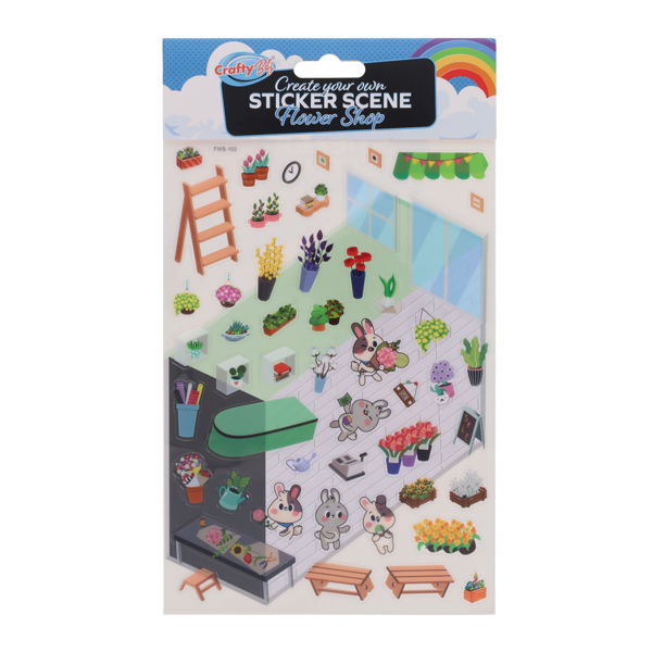 Crafty Bitz Create Your Own Sticker Scene, Flower Shop Decorative Stickers Learning SPACE
