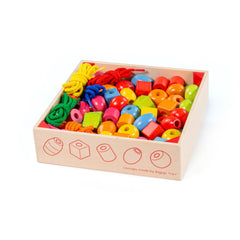 Crate of Lacing Beads - 90 Wooden Fine Motor Beads, Learning SPACE