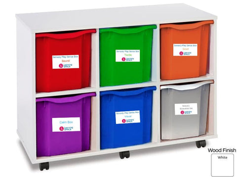 Deluxe Mobile Sensory Storage Unit with Complete Sensory Box Sets-Classroom Furniture,Dropship,Furniture,Library Furniture,Monarch UK,Nursery,Sensory Boxes,Sensory Room Furniture,spim value pack,Storage,Storage Bins & Baskets,Trays,Wellbeing Furniture-Learning SPACE