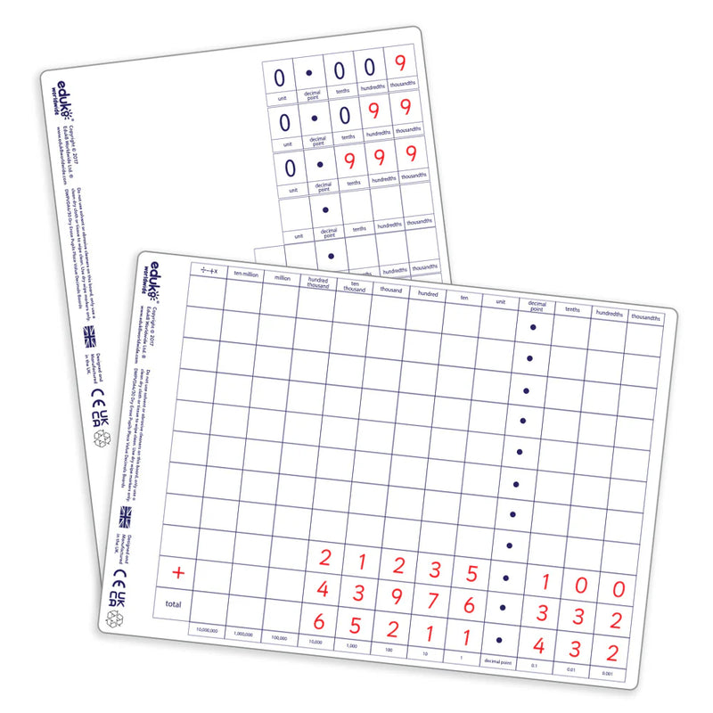 Dry Erase Place Value Decimal Teacher Board, Learning SPACE