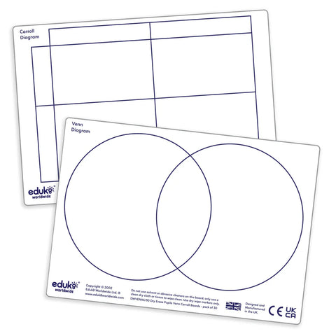 Dry Erase Pupils Carroll & Venn boards A5 Pack of 30, Learning SPACE