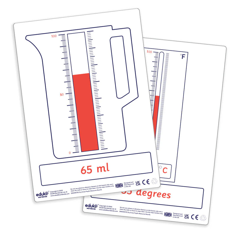 Dry Erase Pupils Measures Boards A5 Pack of 30, Learning SPACE