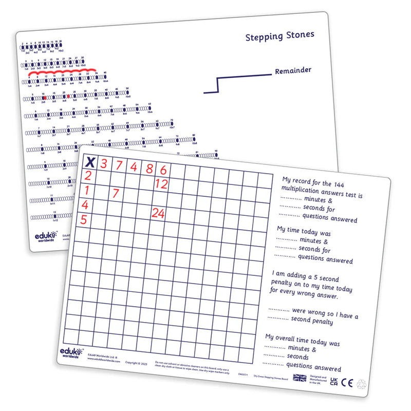 Dry Erase Stepping stones Pupils Boards Pack of 30, Learning SPACE