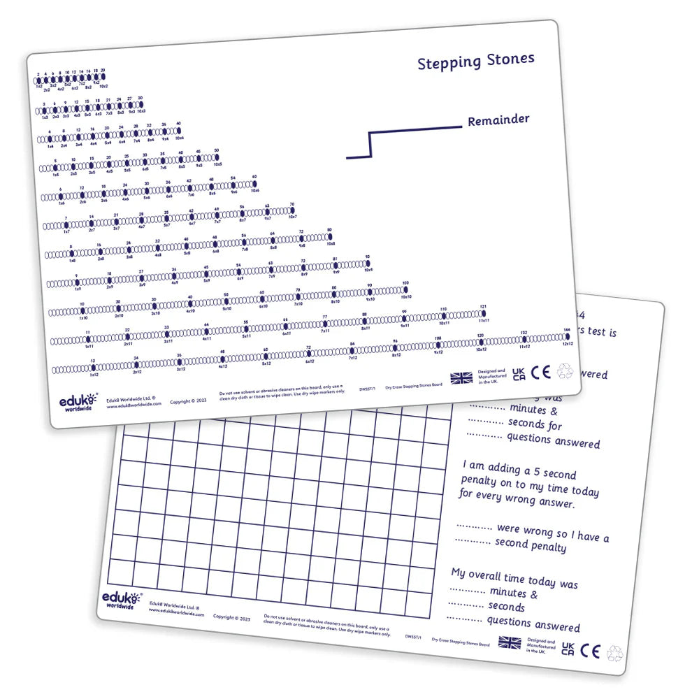 Dry Erase Stepping stones Pupils Boards Pack of 30, Learning SPACE