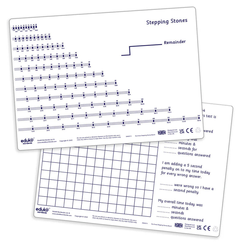 Dry Erase Stepping stones Pupils Boards Pack of 30, Learning SPACE