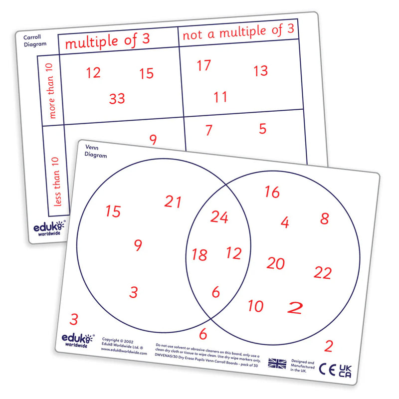 Dry Erase Ters Carroll & Venn boards, Learning SPACE