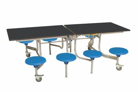 Eight Seat Rectangular Mobile Folding Table - Suitable for age group 11 years to adult, Black Blue Learning SPACE