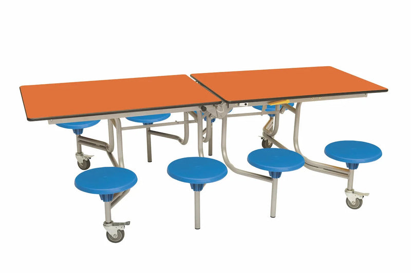Eight Seat Rectangular Mobile Folding Table - Suitable for age group 11 years to adult, Orange Blue Learning SPACE