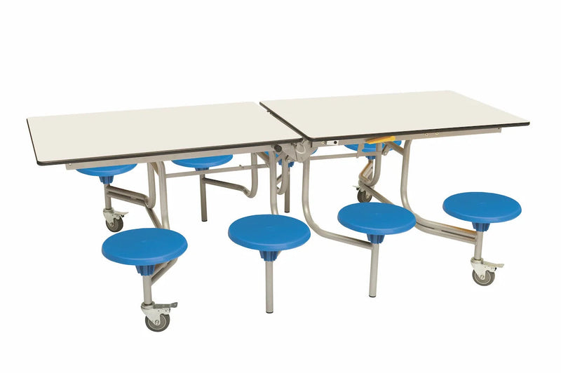 Eight Seat Rectangular Mobile Folding Table - Suitable for age group 11 years to adult, White Blue Learning SPACE