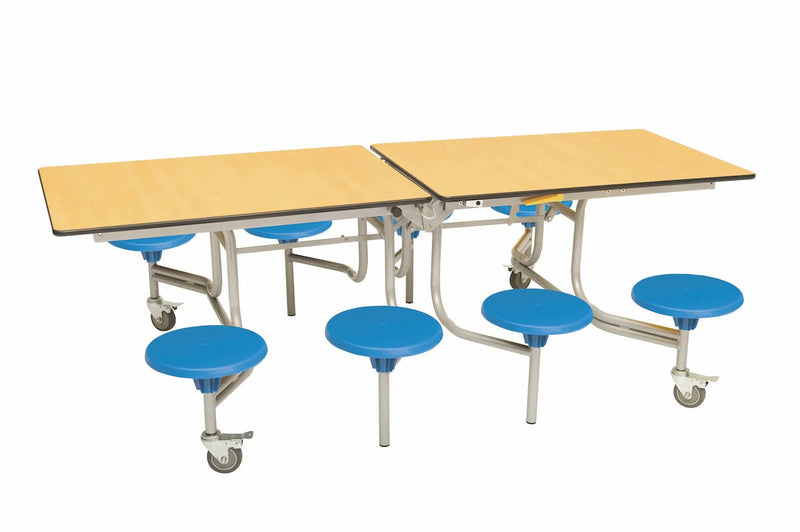 Eight Seat Rectangular Mobile Folding Table - Suitable for age group 7 – 11 years, Maple Blue Learning SPACE