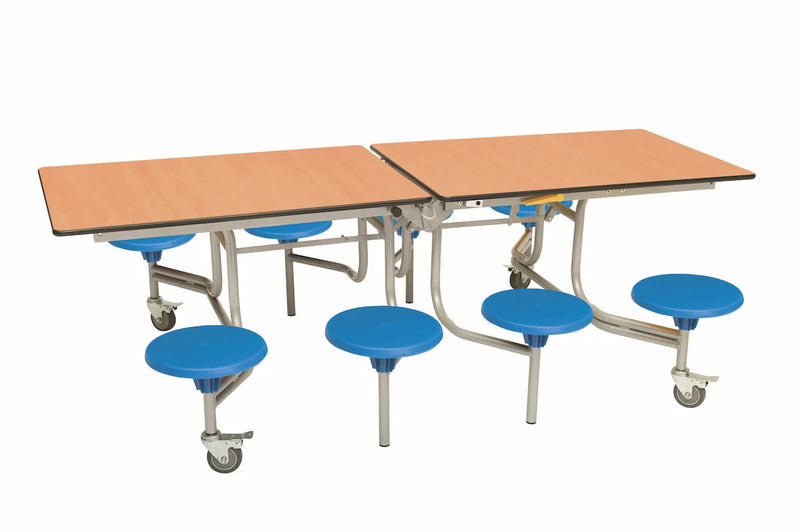Eight Seat Rectangular Mobile Folding Table - Suitable for age group 7 – 11 years, Beech Blue Learning SPACE
