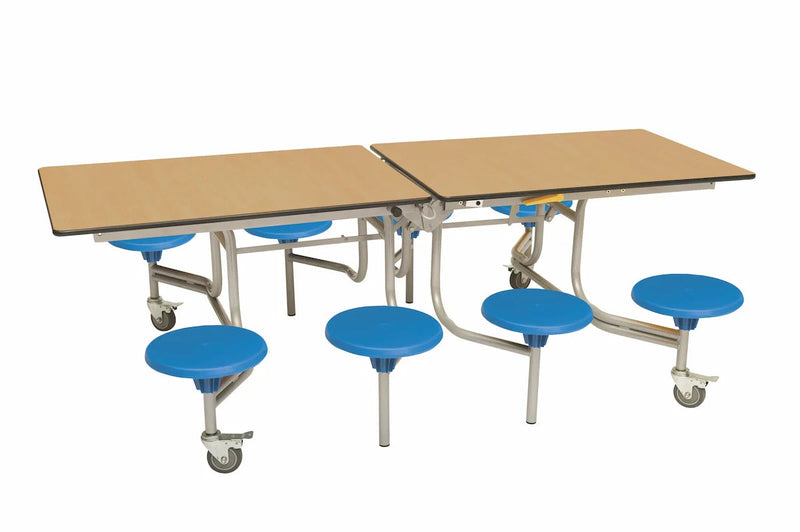 Eight Seat Rectangular Mobile Folding Table - Suitable for age group 7 – 11 years, Oak Blue Learning SPACE