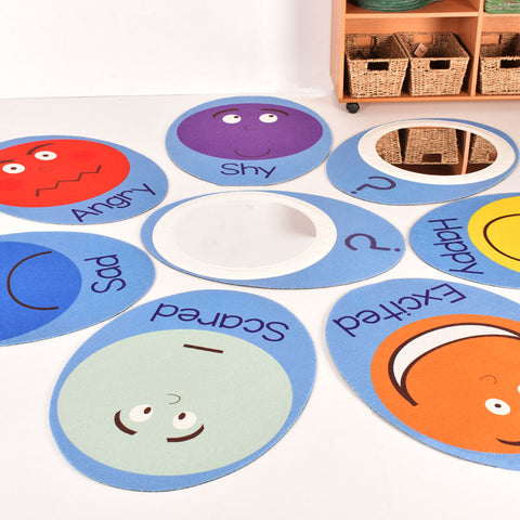 Emotions Pads with Mirrors - Set of 8-Additional Need,AllSensory,Bullying,Calmer Classrooms,Calming & Anxiety,Classroom Packs,Dropship,Emotions & Self Esteem,Helps With,PSHE,Sensory,sensory activity,Sensory Flooring,Sensory Mirrors,Sensory Seeking,Social Emotional Learning,Social Stories & Games & Social Skills,Stock-Learning SPACE