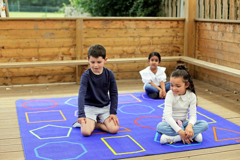 Essentials Rainbow Geometric 2x2m Carpet-Dropship,Kit For Kids,Mats & Rugs,Neutral Colour,Placement Carpets,Rugs,Square,Wellbeing Furniture-Learning SPACE