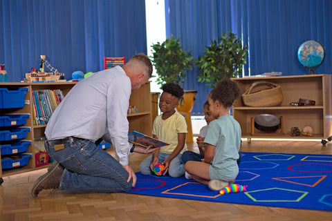 Essentials Rainbow Geometric 2x2m Carpet-Dropship,Kit For Kids,Mats & Rugs,Neutral Colour,Placement Carpets,Rugs,Square,Wellbeing Furniture-Learning SPACE