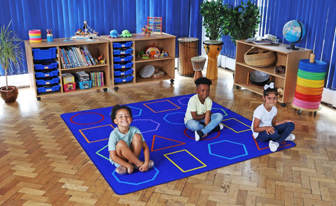 Essentials Rainbow Geometric 2x2m Carpet-Dropship,Kit For Kids,Mats & Rugs,Neutral Colour,Placement Carpets,Rugs,Square,Wellbeing Furniture-Learning SPACE