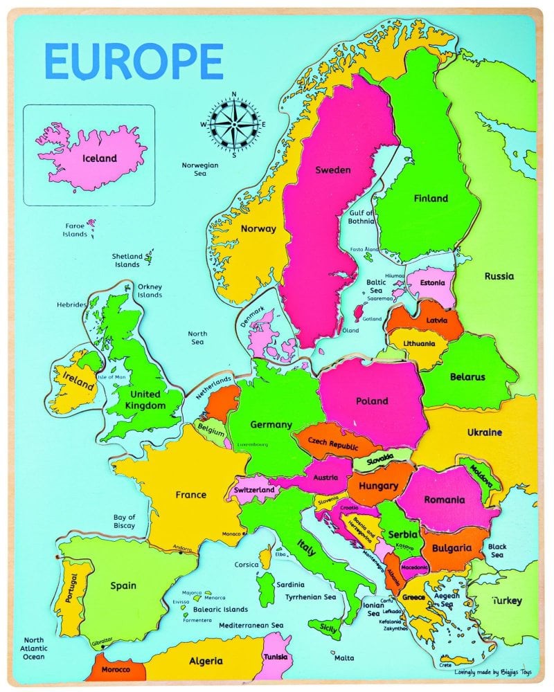 Europe Inset Puzzle-13-99 Piece Jigsaw,Bigjigs Toys,Games & Toys,Learning Activity Kits,SCOTEXCEL,Stock,Wooden Toys,World & Nature-Learning SPACE