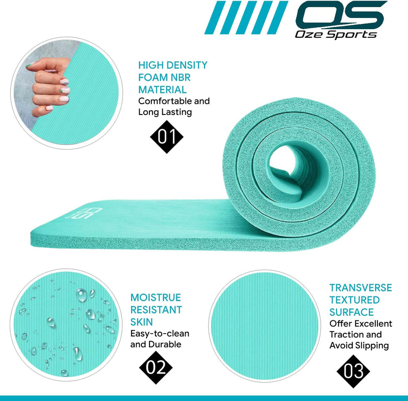 Extra Thick Non-Slip NBR Yoga & Exercise Mat with Carry Strap, Learning SPACE