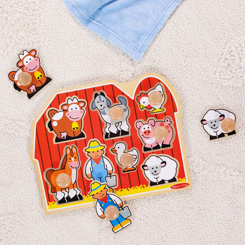 Farm Friends Large Peg Puzzle-Fine Motor Skills,Melissa & Doug,Sound. Peg & Inset Puzzles-Learning SPACE