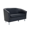 Faux Leather Tub Sofa with Metal Feet, Black PU Learning SPACE