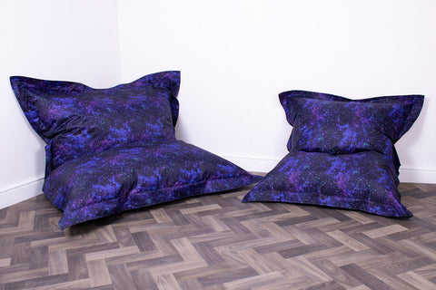 Floor Cushion Galaxy Print UV Reactive Children's Bean Bag, Learning SPACE