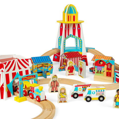 Fun Fair Train Set Wooden Railway-Bigjigs Rail,Bigjigs Toys,Train,Wooden Toys-Learning SPACE