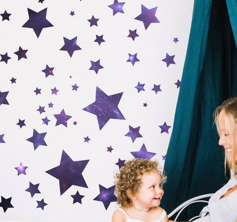 Galaxy Stars in space Wall Stickers (Pack of 56)-Decorative Stickers-Dropship,Outer Space,Star & Galaxy Theme Sensory Room,Sticker,Wall & Ceiling Stickers,Wall Decor-Learning SPACE