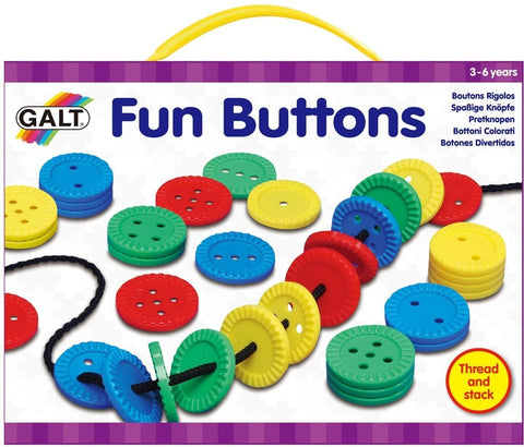 Galt Toys Fun Buttons – Colourful Threading & Stacking Activity Set, Learning SPACE